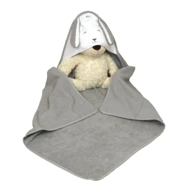 Prosop De Baie Pentru Bebelue I Din Bumbac Frotte, Cu Gluga, Fluffy Gri, 75 X 75 Cm ,   Amy Pjb80289