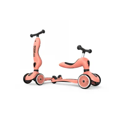 Trotineta Copii 2in1 Premium Scoot  Ride Highwaykick 1 Peach, Cu E Ezut, Sistem Anti-rasturnare, Reglabila 1,  5 Ani (max. 50 Kg) Pjb96353