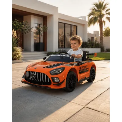 Mae Ina Electrica Mercedes Gt3 Amg 12v Portocaliu, Licenta Oficiala ,   Telecomanda 2.4g, Scaun Piele Pjbc4k033oranje