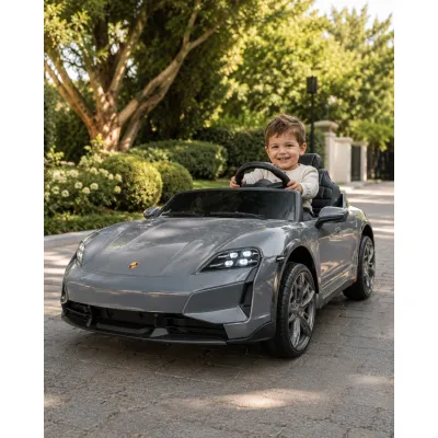 Mae Ina Electrica Porsche Taycan Turbo S 24v Gri, 2 Locuri, Licenta Oficiala ,   Telecomanda 2.4g, Scaun Piele Pjbc4k0988 Grijs