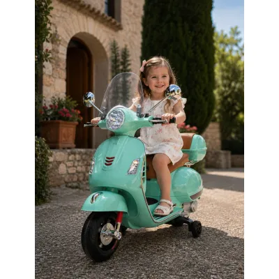 Scuter Electric Pentru Copii Vespa Gts 12v Verde Mint ,   Licenta Oficiala Piaggio, Cu Parbriz E I Portbagaj Incluse   3 Ani+, Max. 30 Kg Pjbc4k801groen