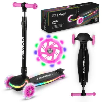 Trotineta Copii 3 Roti Kidwell Lumo Pink, Platforma Led + Roti Led, Pliabila, Reglabila, 3+ Ani Pjbhubalum01a1