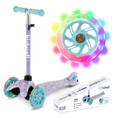 Trotineta Copii 3 Roti Kidwell Uno Kitty, Ultra Usoara 1.8 Kg, Roti Led, Reglabila, 3+ Ani Pjbhubauno02a2