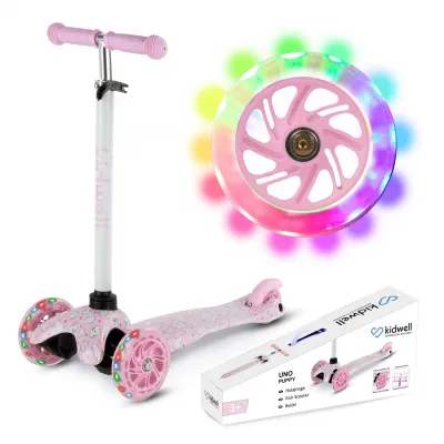 Trotineta Copii 3 Roti Kidwell Uno Puppy, Ultra Usoara 1.8 Kg, Roti Led, Reglabila, 3+ Ani Pjbhubauno02a4