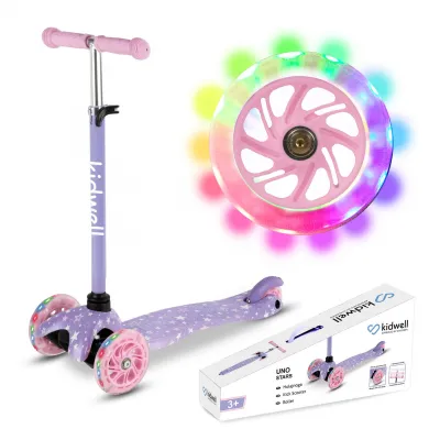 Trotineta Copii 3 Roti Kidwell Uno Stars, Ultra Usoara 1.8 Kg, Roti Led, Reglabila, 3+ Ani Pjbhubauno02a1