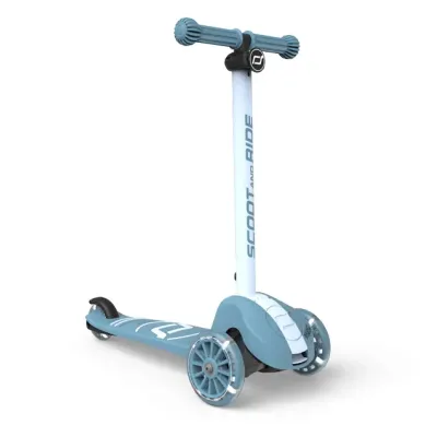 Trotineta Copii Pliabila, Reglabila, Roti Luminoase, Highwaykick 3s Led Steel, 3+ Ani, Pana La 50 Kg, Scoot  Ride Pjb00933