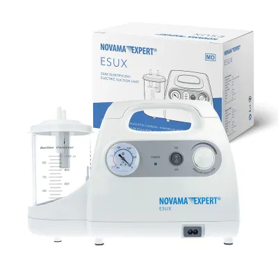 Aspirator electric Novama Expert ESUX 7E-C, cu pompa fara ulei, destinat aspirarii eficiente a lichidelor biologice, vacuum maxim 75 kPa, recipient 1000 ml, functionare silentioasa, 2 catetere, filtre BITNovamaExpertESUX7EC