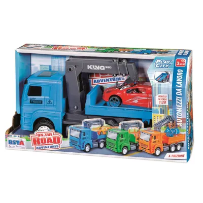 Camion de remorcare cu macara, frictiune, multicolor, 3 ani+