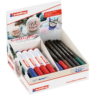 Display markere caligrafie Edding, 38 bucati, diverse culori, varfuri multiple BPTCED51538