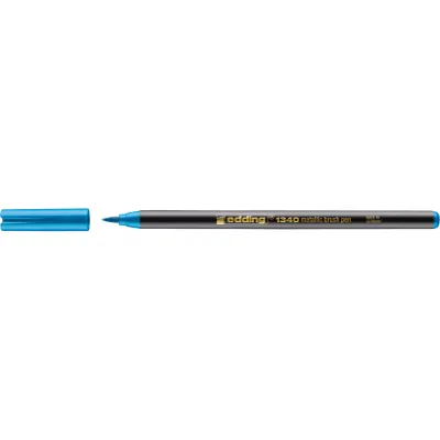 Marker Edding 1340 Metallic, varf flexibil 1-6 mm, cerneala pe baza de apa, albastru metalic BPTCED1340073