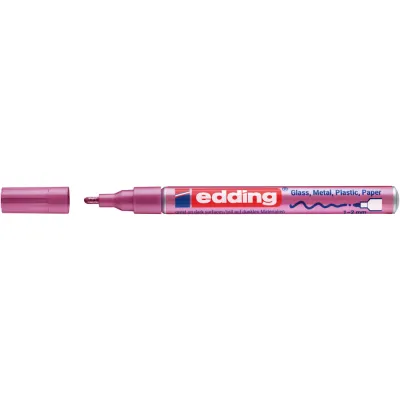 Marker cu vopsea Edding 751, corp aluminiu, varf rotund 1-2 mm, roz metalic BPTCED751079