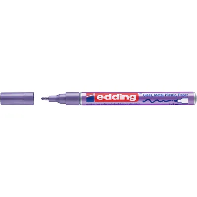 Marker cu vopsea Edding 751, corp aluminiu, varf rotund 1-2 mm, violet metalic BPTCED751078