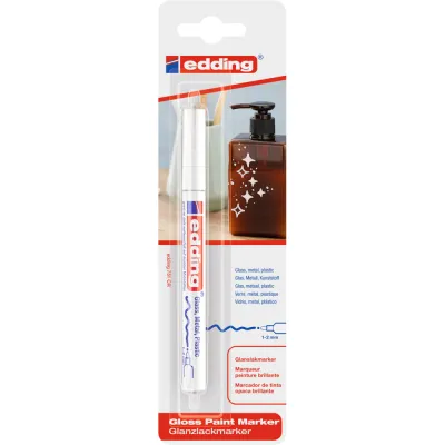 Marker cu vopsea Edding 751, corp metalic, varf rotund, 1-2 mm, alb, 1 bucata/blister BPTCED751249