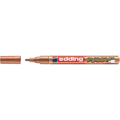 Marker cu vopsea Edding 751, varf rotund, 1-2 mm, cupru metalic, rezistent la apa BPTCED751055