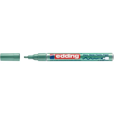 Marker cu vopsea Edding 751, verde metalic, varf rotund, 1-2 mm, rezistent la apa BPTCED751074