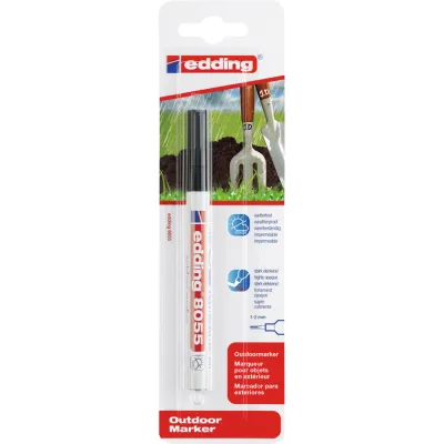 Marker outdoor Edding 8055, varf rotund, 1-2 mm, negru, rezistent la intemperii, cerneala opaca, 1 bucata/blister BPTCED805501