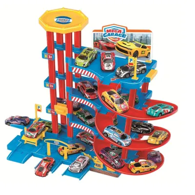 Mega garaj cu 5 etaje, 10 masini metalice, colorat, set de joaca