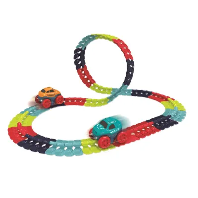 Pista interschimbabila RS Toys X-Rail, cu 2 masinute incluse, 96 piese
