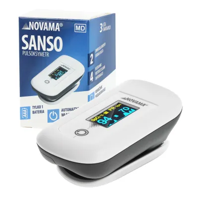 Pulsoximetru Novama Sanso, masoara saturatia de oxigen din sange si pulsul, algoritm de toleranta la miscare, ecran OLED bicolor, functie de schimbare a orientarii ecranului, Alb BITNovamaSanso