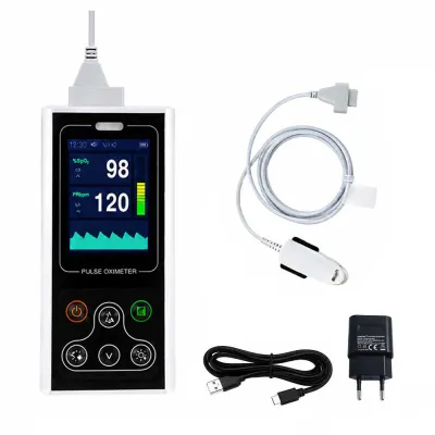 Pulsoximetru portabil Contec CMS60D1, masurare saturatie oxigen si rata pulsului, baterie reincarcabila, software pentru date stocate pe PC in timp real, functie alarma, senzor adulti BITContecCMS60D1