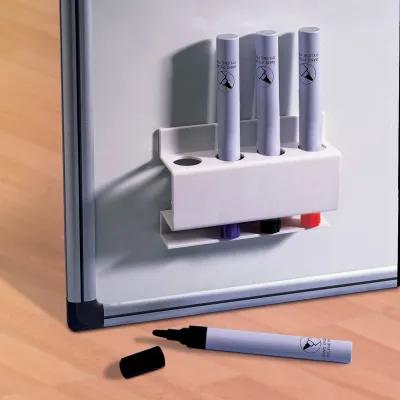 Suport pentru instrumente de scris NOBO, magnetic, patrat, pentru 4 markere, alb BPTCSL038046