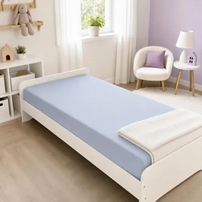 Saltea SafeNest HR Deluxe 180/60/6 cm pentru paturi, cu husa bumbac bleu uni - ASC6427968021757