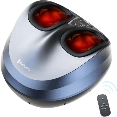 Aparat Masaj Picioare SUPORTO Core PRO, cu Incalzire, Compresie si Telecomanda, Pentru relaxare picior si talpa, Beneficii Reflexoterapie, Circulatie Imbunatatita, Role masat talpi si presopunctura, 3 Moduri de Masaj, Gri cu Negru SPTAMP3N