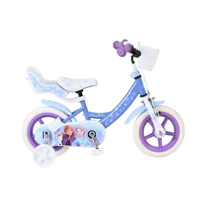 Bicicleta E&L Disney Frozen 12 inch, frana de mana pe roata fata, roti cauciuc EVA, scaun si ghidon reglabil, cosulet ghidon, scaun papusi FUNK41262EV12