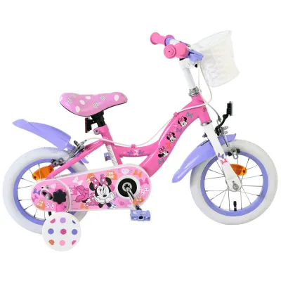 Bicicleta E&L Minnie Mouse 12 inch, frana de mana pe ambele roti, scaun si ghidon reglabil, spite metalice, roti gonflabile, cosulet pe ghidon FUNK20523FW12