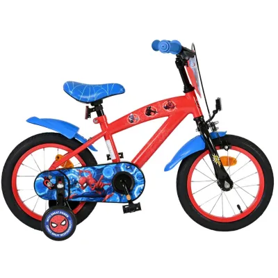 Bicicleta E&L Spiderman 14 inch, frana de mana pe roata fata, scaun si ghidon reglabil, spite metalice, roti gonflabile, stopuri reflectorizante FUNK20542CB14