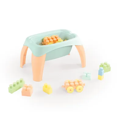 Masuta activitati cu 30 cuburi de construit - pastel