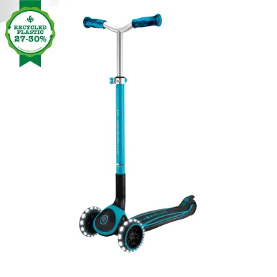 Trotineta Globber ACE LIGHTS, ghidon reglabil 5 nivele, greutate maxima 100 kg, rulmenti ABEC 9, culoare albastra FUNK667-100