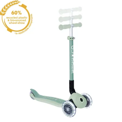 Trotineta Globber PRIMO ECOLOGICA, pliabila, cu roti LED, ghidon ajustabil pe 3 nivele, rulmenti ABEC 9, culoare fistic FUNK696-505