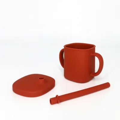 Cana cu pai si capac din silicon, Coccorito, Red