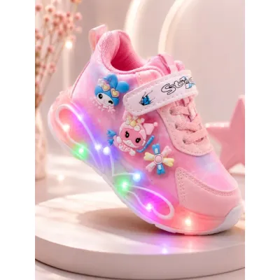 Pantofi sport cu luminite, model you and me, piele ecologica, fete, roz ad30-8-7x-r