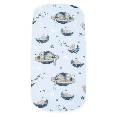 Cearceaf cu elastic, New Baby, Pentru landou, Din Bumbac certificat Oeko-Tex 100, 35 x 75 cm, 0 luni+, Teddy bear in space BYN56676