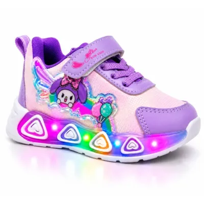 Pantofi sport cu luminite, model baloane, piele ecologica, fete, mov ad30-84