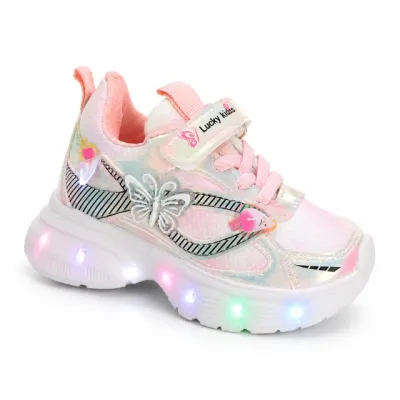 Pantofi sport cu luminite, model fluturas, piele ecologica, fete, roz ad30-100