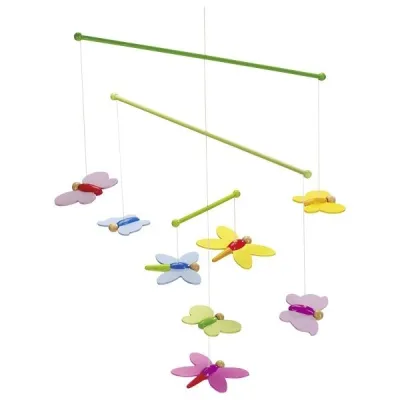 Carusel cu figurine din lemn, pentru bebelusi, butterflies - okegoki52964