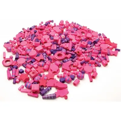 Margele lemn 250 gr roz si mov - okepb2462006