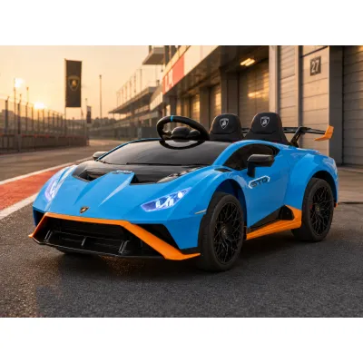Masinuta Electrica Copii Lamborghini Huracan Sto 12v, Functie Drift, Telecomanda 2.4g, Bluetooth, Usb, Sa Piele, 3-5 Ani Pjbc4k0026blauw