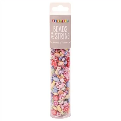 Set creatie cu de 350 de margele colorate pastel, diverse forme - okepb2472434