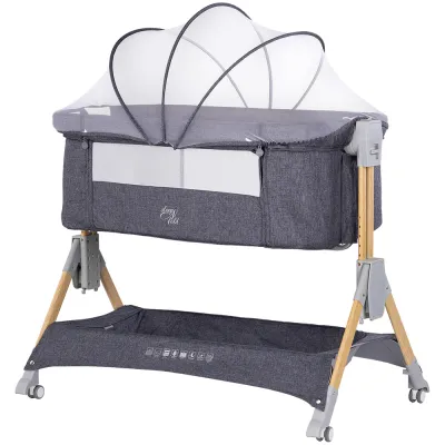 Patut co-sleeper pliabil Chipolino SleepNFold charcoal HUBKOSSF0261CH