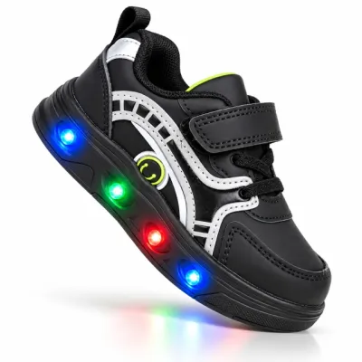 Pantofi sport cu luminite, model sporty style 2, piele ecologica, baieti, negru ad30-223