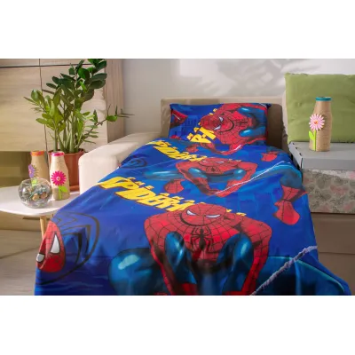Lenjerie in 3 piese Spider-Man pentru pat copii 2-16 ani compatibila cu saltea 180x80cm - ASC6427968022556