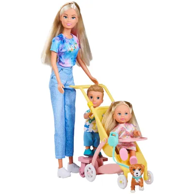 Set Simba Steffi Love Family Walk cu 3 papusi si 2 accesorii HUBS105733934