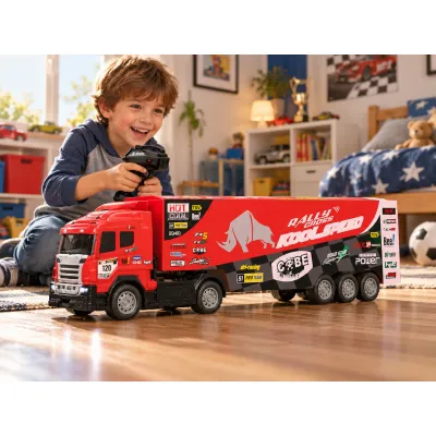 Camion King Racing cu telecomandă 2.4 GHz, 50 cm, p&acirc;nă la 8 km/h, rază 30 m, 3+ ani SOLRS12333