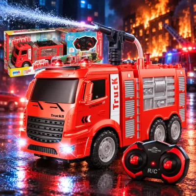 Camion de pompieri cu telecomandă, 7 funcții, lumini, 27 MHz, aprox. 30 cm, 5+ ani SOLRS11969