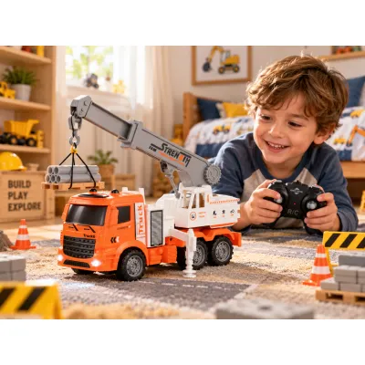 Camion macara RC cu telecomandă, 7 funcții, lumini, aprox. 30 cm, 5+ ani SOLRS11970