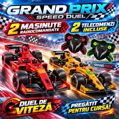 Grand Prix Speed Duel, set 2 mașini Formula RC cu 2 telecomenzi, scară 1:22, 5+ ani SOLRS12383